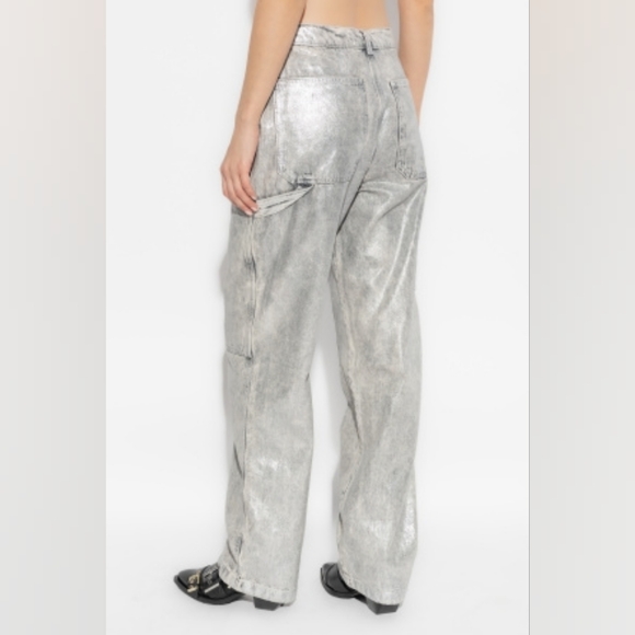 All Saints Mia Sparkle Carpenter Jeans Silver/Grey Size 26 - Picture 2 of 16